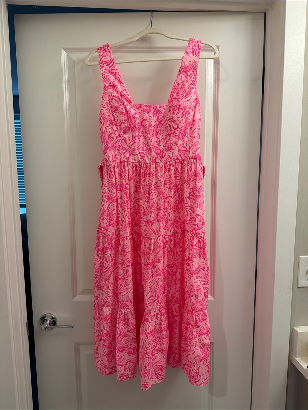 Lilly Pulitzer Pink Floral Tiered Midi Dress